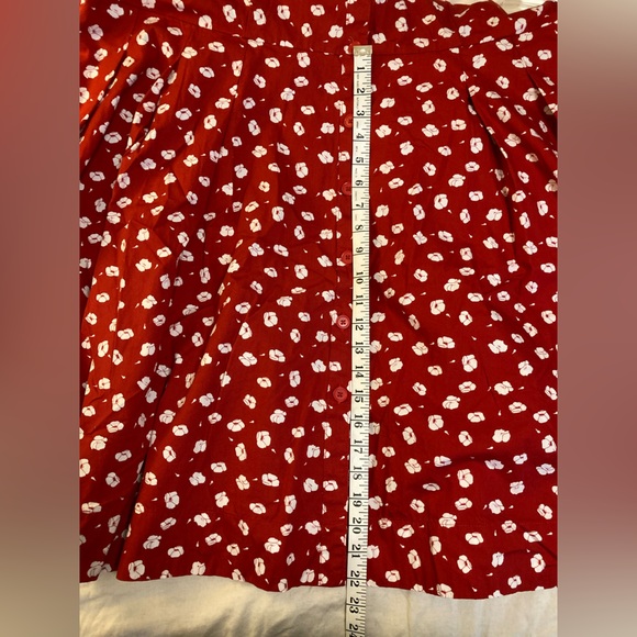 Ellos Fit & Flare 1X Button-down Shirt Dress Cap Sleeve Red and White - POCKETS! - Picture 6 of 11